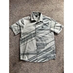 Men's Oakley Tempo Woven Short Sleeve Button Down Shirt Size Large Gray